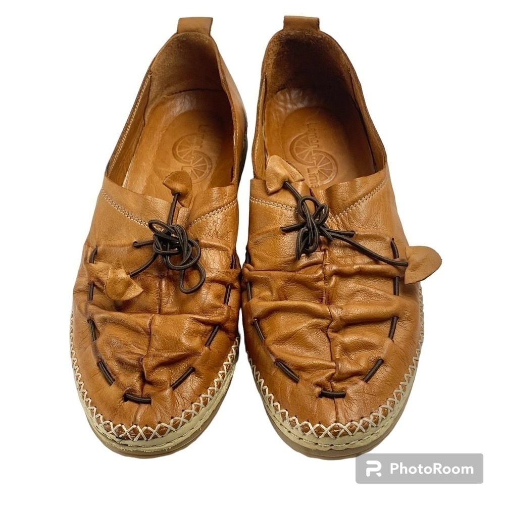 LEMON N LIME Slip-on flats loafers Leather Shoes In tan Size 41